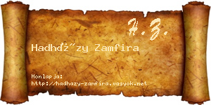 Hadházy Zamfira névjegykártya
